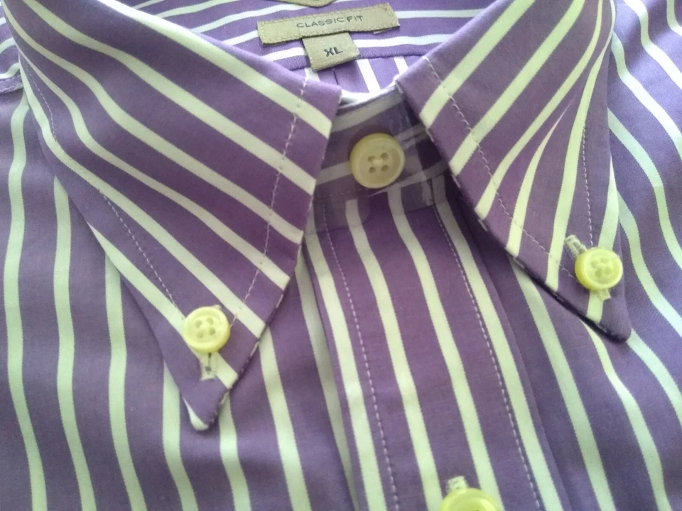 Caquis Bill's púrpura y blanco a rayas abotonadas 17,5-35 XL nuevo sin etiquetas Foto 2 de 4