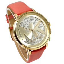 Brand New MICHAEL KORS Three-Hand Grapefruit Leather Watch MK2964