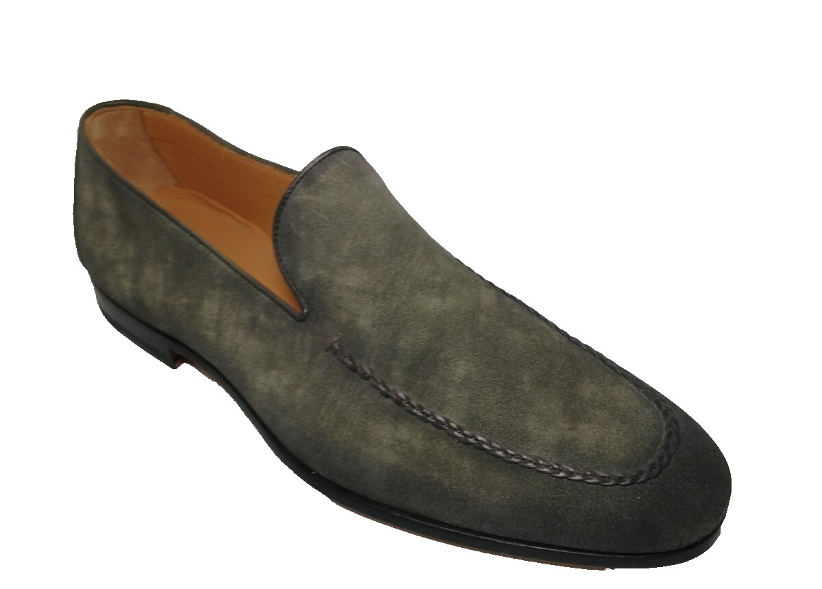 Saks Fifth Avenue Magnan Suede Venetian Loafer Olive Green Shoe $498 US 12M MEN
