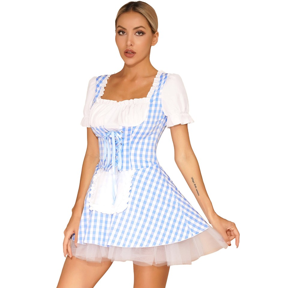 French Maid Costume with PU Apron - Fantasy Roleplay Ready