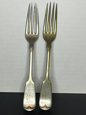 Vintage Forks Estate White Metal Monogrammed Old
