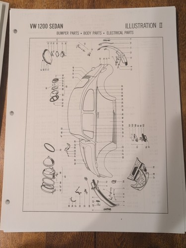 VW VolksWagen quick reference parts list Karmanm Ghia Bus Bug 1200 / 1500 - Picture 4 of 7