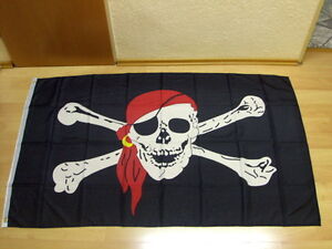 Fahnen Flagge Pirat Totenkopf Rote Augen 90 x 150 cm