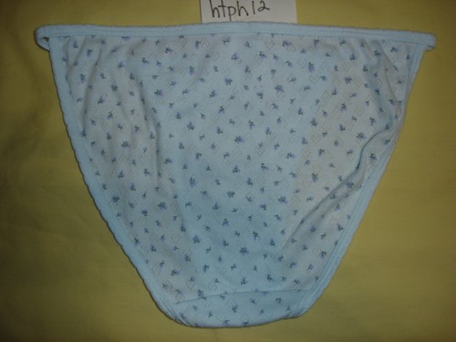 NWT New Victoria's Secret Pink Soft Cotton Blue Flower String Bikini XL Panties - Bild 2 von 2
