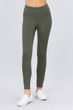 Waist Elastic Band Ponte Pants Dark Green