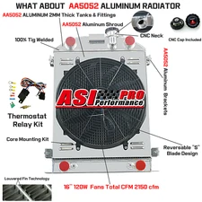 RADIATOR+SHROUD FAN RELAY Kits 3-ROW Fit 1932 FORD HIGH BOY FLATHEAD HOT ROD V8