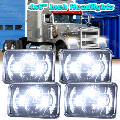 4x6'' Headlights LED HI/Lo DRL For Freightliner FLD120 1988-2010 FLD112 Classic