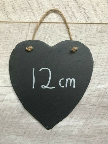 Handmade slate hanging heart chalkboard blackboard shabby chic weddings 12cm - Picture 2 of 7