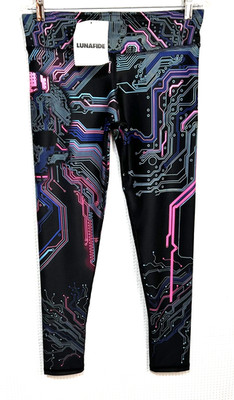 NWT Lunafide Size M Active Leggings Cyber Celestial Gamer Handcrafted c