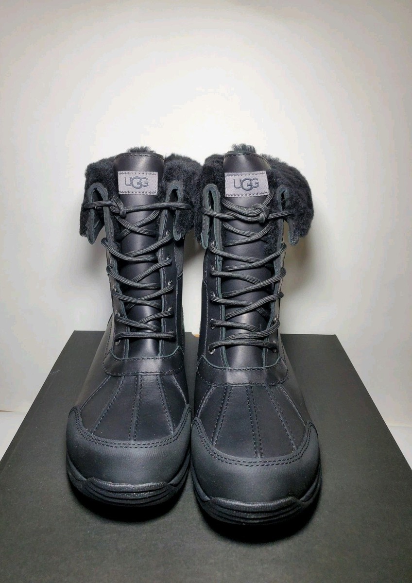 UGG Butte Black Waterproof Leather Sheepskin Winter Snow  display picture 2