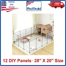 12 Panel Transparent Pet Playpen 28"H x 20"W DIY Shape Indoor Use Foldable Fence