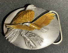 Vintage 1990 Siskiyou Belt Buckle Bald Eagle Enamel Painted Stunning Patriotic