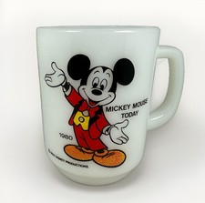 Mickey Mouse Milk Glass Mug Disney 1980 Pepsi Anchor Hocking MADE IN USA