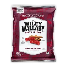 6X  Wiley Wallaby Soft & Chewy 4 oz HOT CINNAMON Gourmet Licorice 6 packs