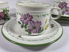 4 Studio Nova Garden Bloom Y2372 Tea Cups and Saucers Set Vintage Floral Mikasa