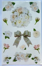 🌹Vintage 90s Mrs Grossmans REAL ROSE STICKERS by the yard white pink flowers 🌹