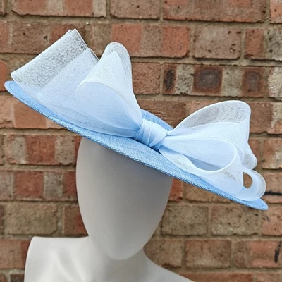 baby blue large fascinator wedding hat Kentucky Derby Royal Ascot bow