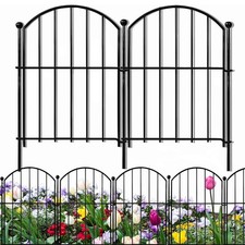 Decorative Garden Fence 21in x10.8ft, 10 Pack Rustproof Metal No Dig Fence An...