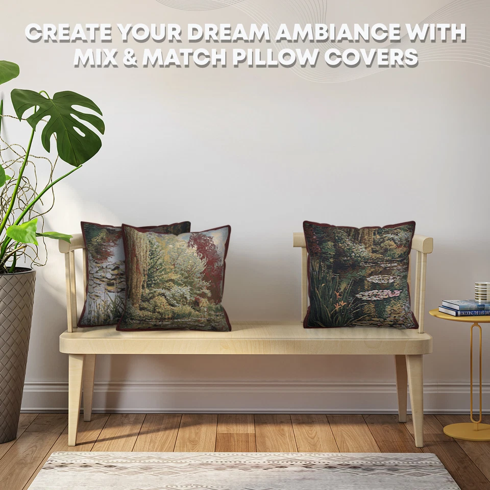 Tranquil Trees: Belgian Tapestry Cushion Covers Inspired by Monet's Garden - Image 4 of 4