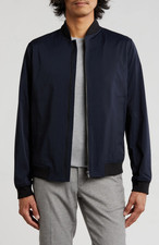 $425 Theory L Mens Brenton O Bomber Jacket Eclipse Dark Navy Ascend Tech Coat