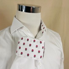 Charles Tyrwhitt 15.5 33 Custom Dress Shirt Al White Red Rose Flip Cuffs Cotton