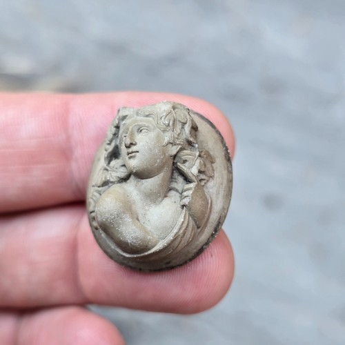 Antique Grand Tour Carved Lava Cameo Bacchante c19th Italian Pompei FINE 8of9 - Picture 3 of 8