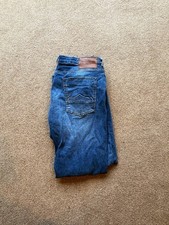 Police Navy Straight Fit Men's Denim Jeans 32 Inch Waist