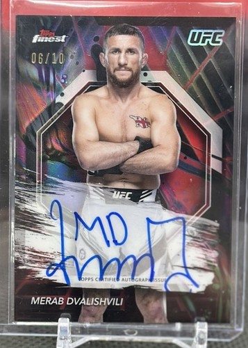 MERAB DVALISHVILI Black Refractor On Card Autograph 6/10! 2024 Topps Finest UFC