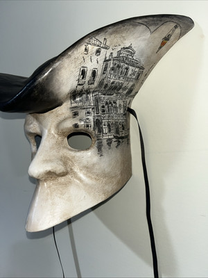 Unique Wall Art Ca Macana Bautta e Volto Authentic Venetian Carnival Mask Italy