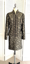 Vintage 90's Valentino Night Metallic Brocade Beaded Evening Skirt Suit SZ 12 14