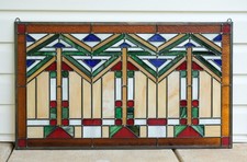 Tiffany Style stained glass window panel Mission style glass panel 34" x 20"