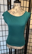Vintage Y2K Bershka Teal Asymmetrical Fitted Clubbing/Party Top Medium