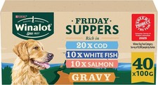 WINALOT Friday Suppers Mixed Variety Fish in Gravy Wet Dog Food 40x100g 4.25 per kilo