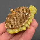 Unique Unsigned Yellow Glass Textured Beaded Seed Bead Cluster Gold Tone Brooch — photo 8
