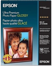 50 Sheets, Epson Ultra Premium Photo Paper GLOSSY 8.5x11 Inches ..US FREE SHIPP