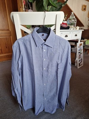 Herrenhemd XL KW 42 blau/weiß gestreift