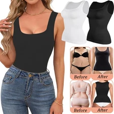Tummy Control Tank Top Women Compression Shapewear Cami Camisole Shaper Vest US