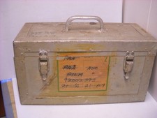 Vintage Hard Shell Camera Military Film Travel Transport Case Metal Wood