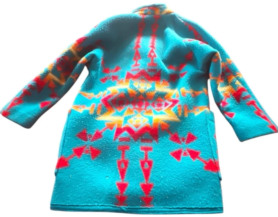 Винтажный Southwest Aztec печати флис одеяло стиль пальто длинная куртка M/L CARMEN - Изображение 3 из 4