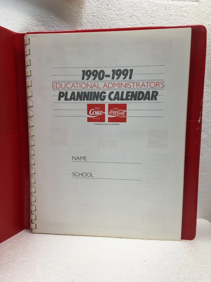1990-91 COCA~COLA WEEKLY EDUCATIONAL ADMINISTRATOR'S PLANNING CALENDAR - UNUSED - Image 3 of 4