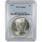 1923 Peace Silver Dollar MS 63 PCGS Uncirculated $1 Coin Collectible