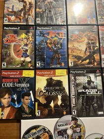 Sony PlayStation 2 Slim Collection Lot 24 Games 3 Controllers Eye Toy OEM Cables