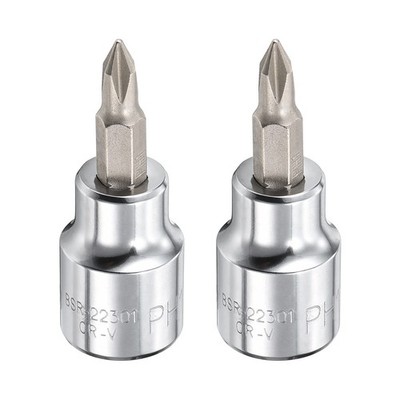 2pcs #1 Phillips Bit Socket PH1 Phillips Tip 3/8'' Drive Screw Socket Wrench