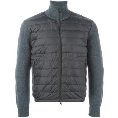 MONCLER 94666 Down Quilt Padded Jacket Full Zip Wool Knit Cardigan Hi Neck L-XL