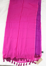 ITALCA of Italy Sheer 100 SILK Scarf Wrap Wide Hot Pink Purple Tassel NEW