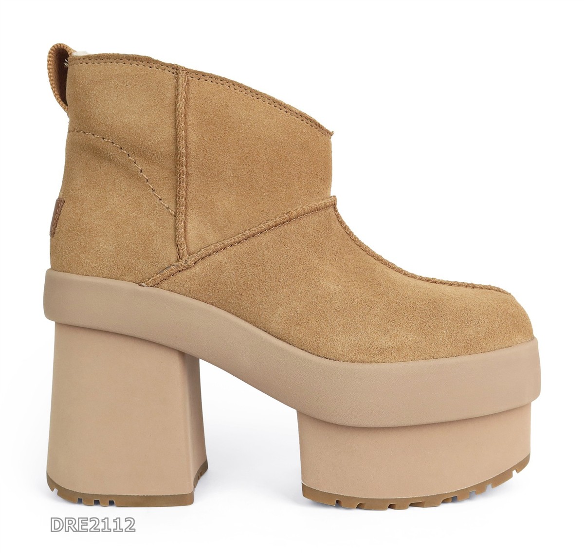 UGG New Heights Platform Mini Chestnut Fur Boots Womens Size *NIB*