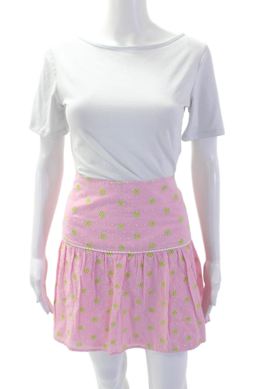 Lily Pulitzer Womens Cotton Floral Printed Zip Short Skirt Pink Size 14Free Shipping in US $100+ Orders | $6.95 Orders Below