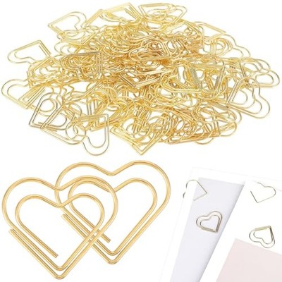 Cute Metal Heart Paper Clips: Love Shape Gold Binder Paperclips Mini Bookmark 