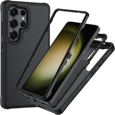 Samsung Galaxy S23 Ultra Case, 3-Layer Heavy Duty Full-Body Cover, Black