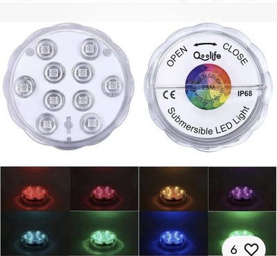 2pack Submersible LED Lights Remote Control Battery Powered,RGB Multi Color
